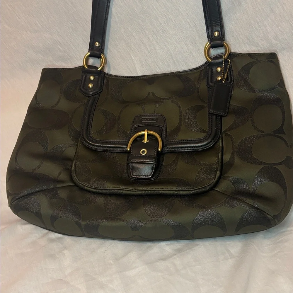 VTG Coach Campbell Signature Metallic Green Carryall Satchel Shoulder Bag F26246 - Picture 2 of 16